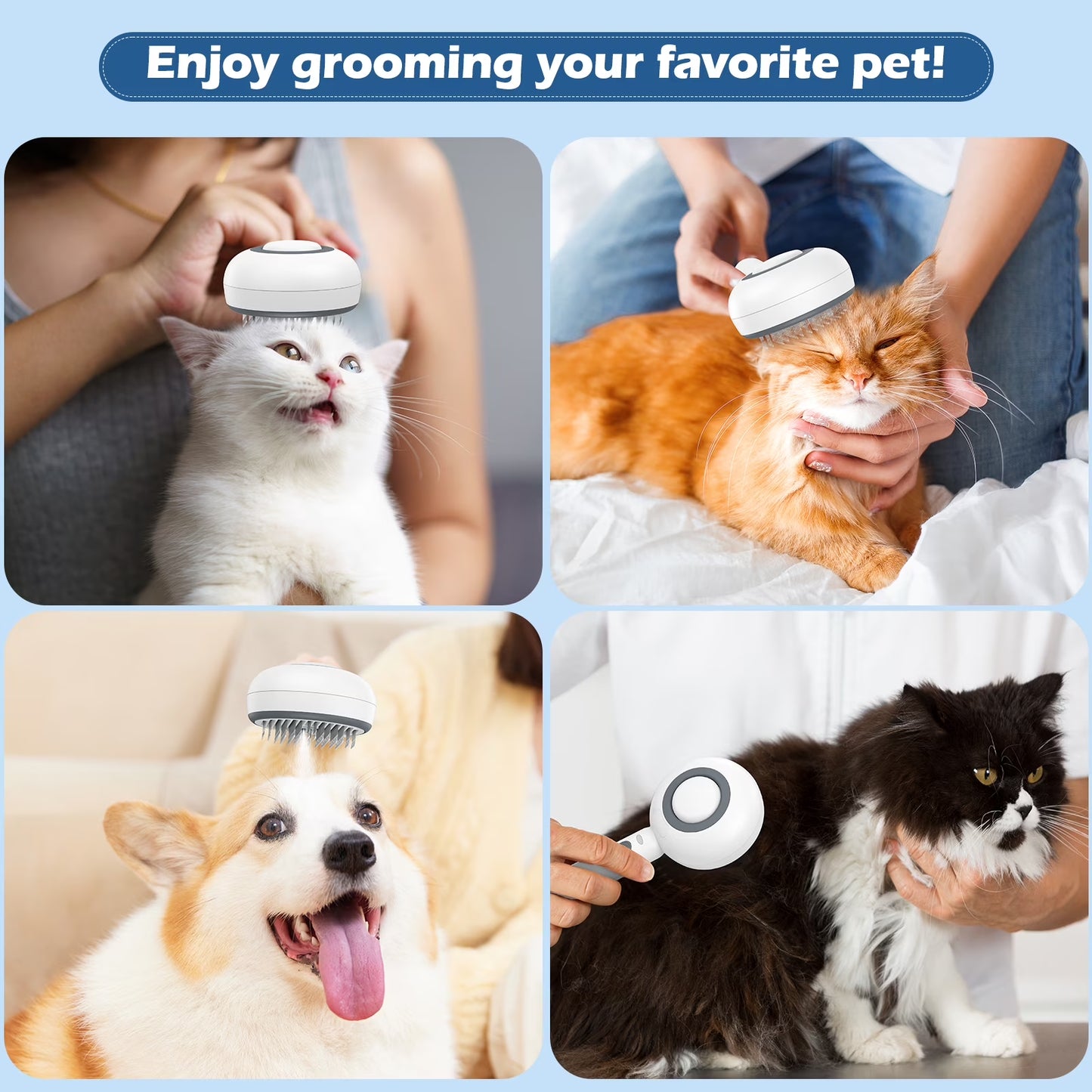 Revolutionary 3-in-1 Cat Steam Brush: Effortless Grooming with Hydrating Steam for Cats and Dogs