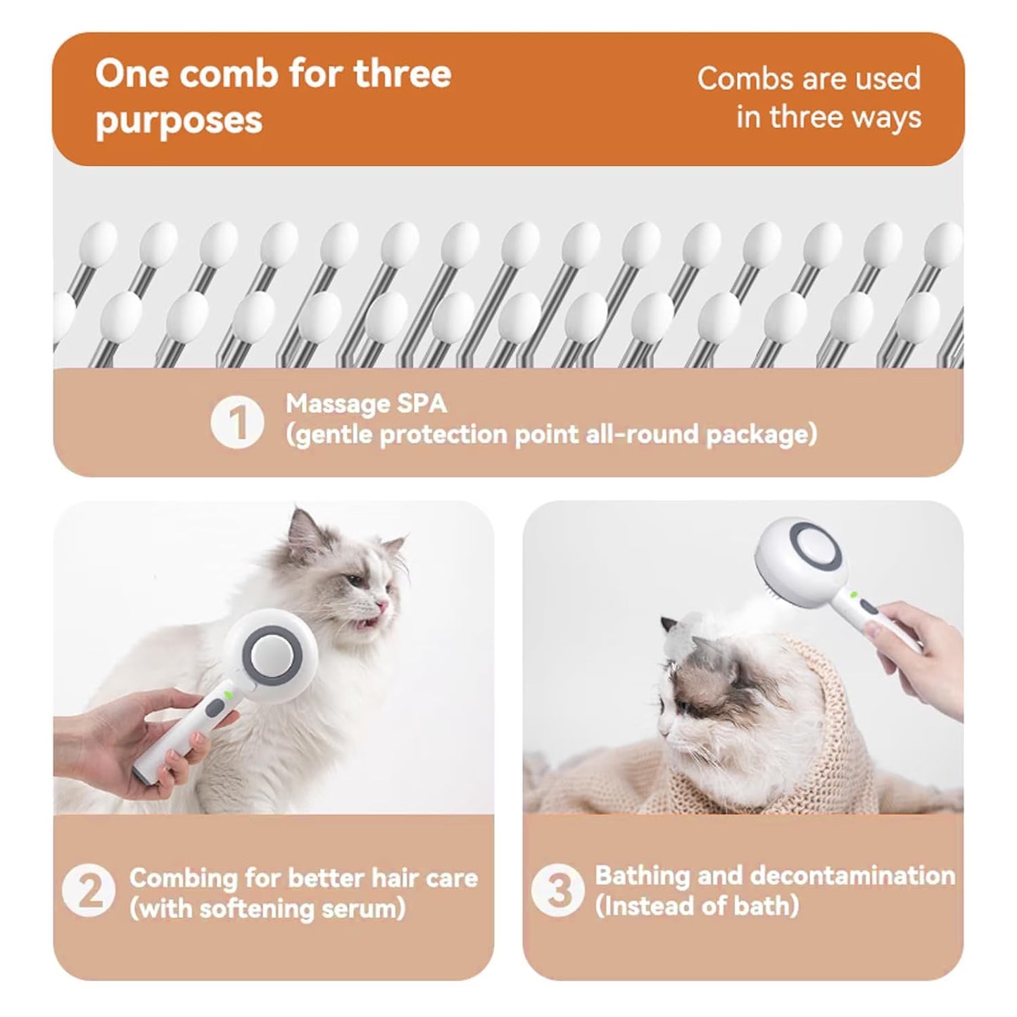 Revolutionary 3-in-1 Cat Steam Brush: Effortless Grooming with Hydrating Steam for Cats and Dogs