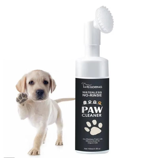 Revolutionary Waterless Pet Shampoo Foam for Dogs and Cats - 100ml Claw Cleaner with Silicone Brush for Effortless Paw Care
