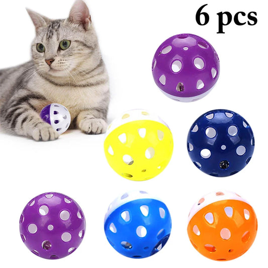 Engaging 6-Pack of Colorful Cat Bell Balls - Interactive Playtime Toys for Kittens
